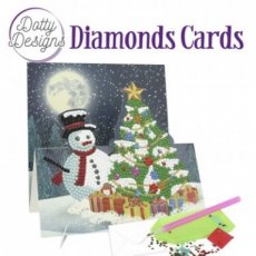 DDDC1142 Dotty Designs Diamond Easel Card 142 - Snowman With Christmas Tree