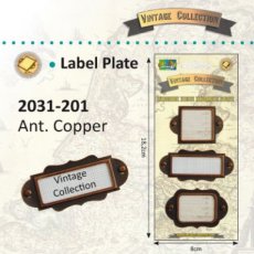 (4)  Metalen ornamenten 2031-201 Vintage Label Plates