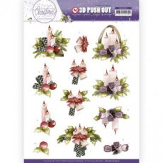 SB10561 - HJ19701 3D Push Out - Precious Marieke - The Best Christmas Ever - Purple Flowers and Candles