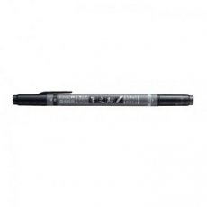 (20c)  WS-TBS Tombow 2-kleuren Brush Pen Fudenosuke Twin Twin tip, zwart en grijs